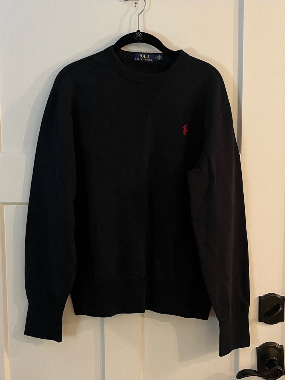 Polo by Ralph Lauren Men's Black Crewneck Sweater with Red Pony - Picture 1 of 5